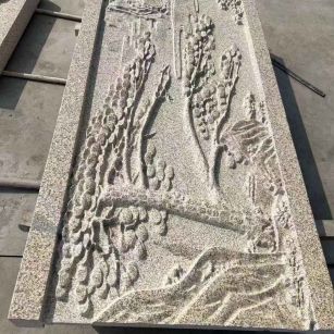 北京 黄金麻雕刻板浮雕迎客松