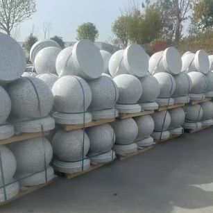 北京 白麻花岗岩石材圆球，石球，挡车球，隔离球，景观石球，风水球等