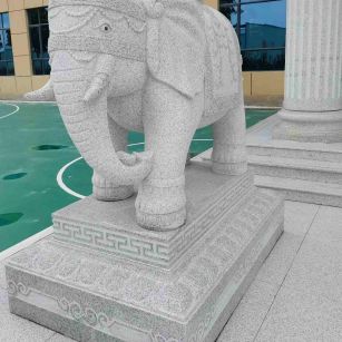 北京 白麻花岗岩动物异形石雕-大象