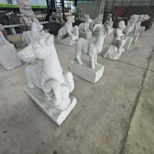 北京 芝麻白花岗岩造型立体雕刻——十二生肖