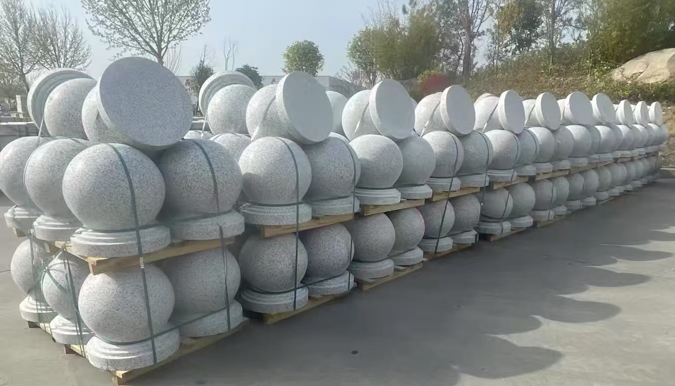 北京 白麻花岗岩石材圆球，石球，挡车球，隔离球，景观石球，风水球等
