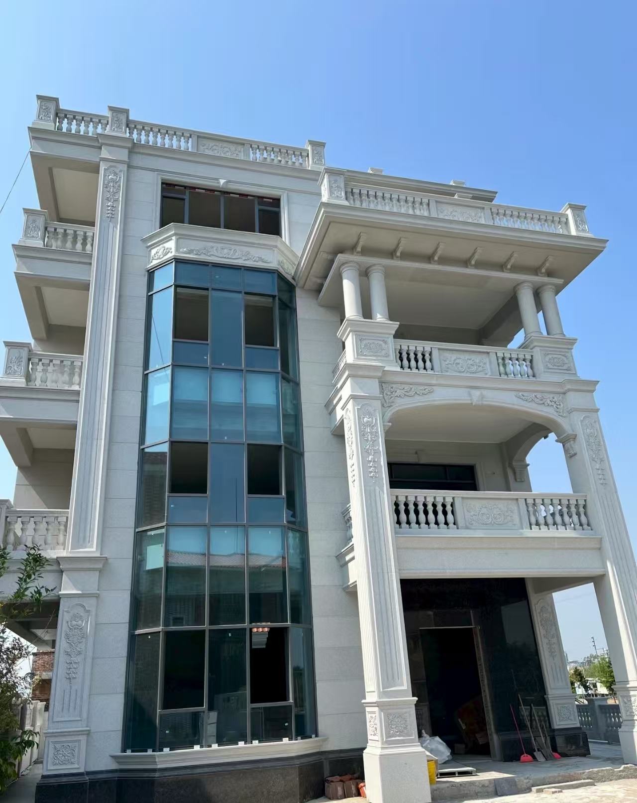 北京 白麻花岗岩别墅外墙干挂效果展示