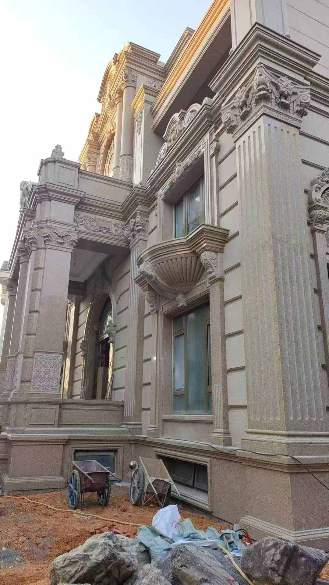 北京 黄金麻花岗岩光面别墅外墙干挂施工完成