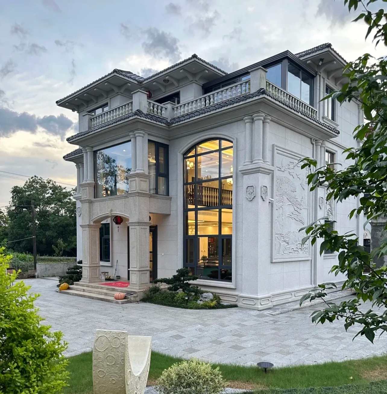 北京 白麻花岗岩私人别墅干挂石材豪华定制